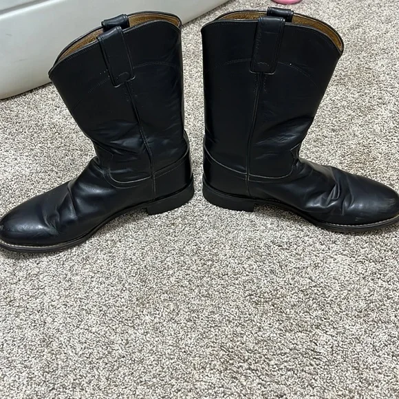 Men’s vintage black Justin cowboy western boots. Size 7.5D - Picture 6 of 7